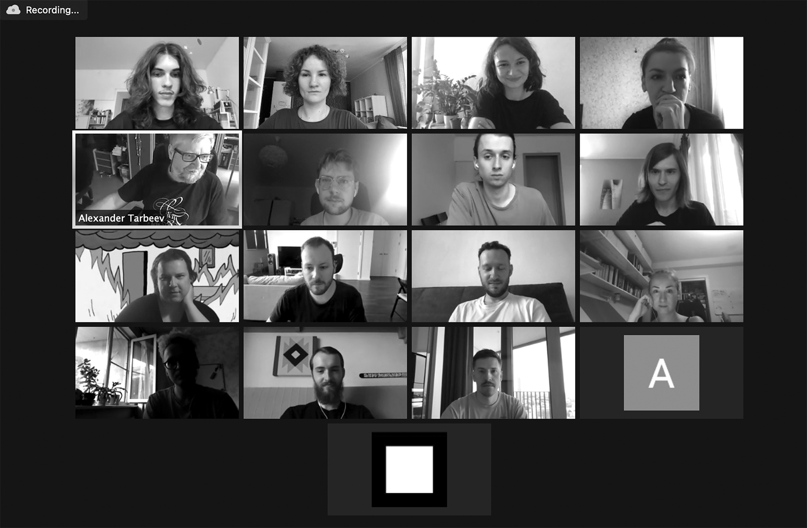Grid of video-call portraits from the type design workshop